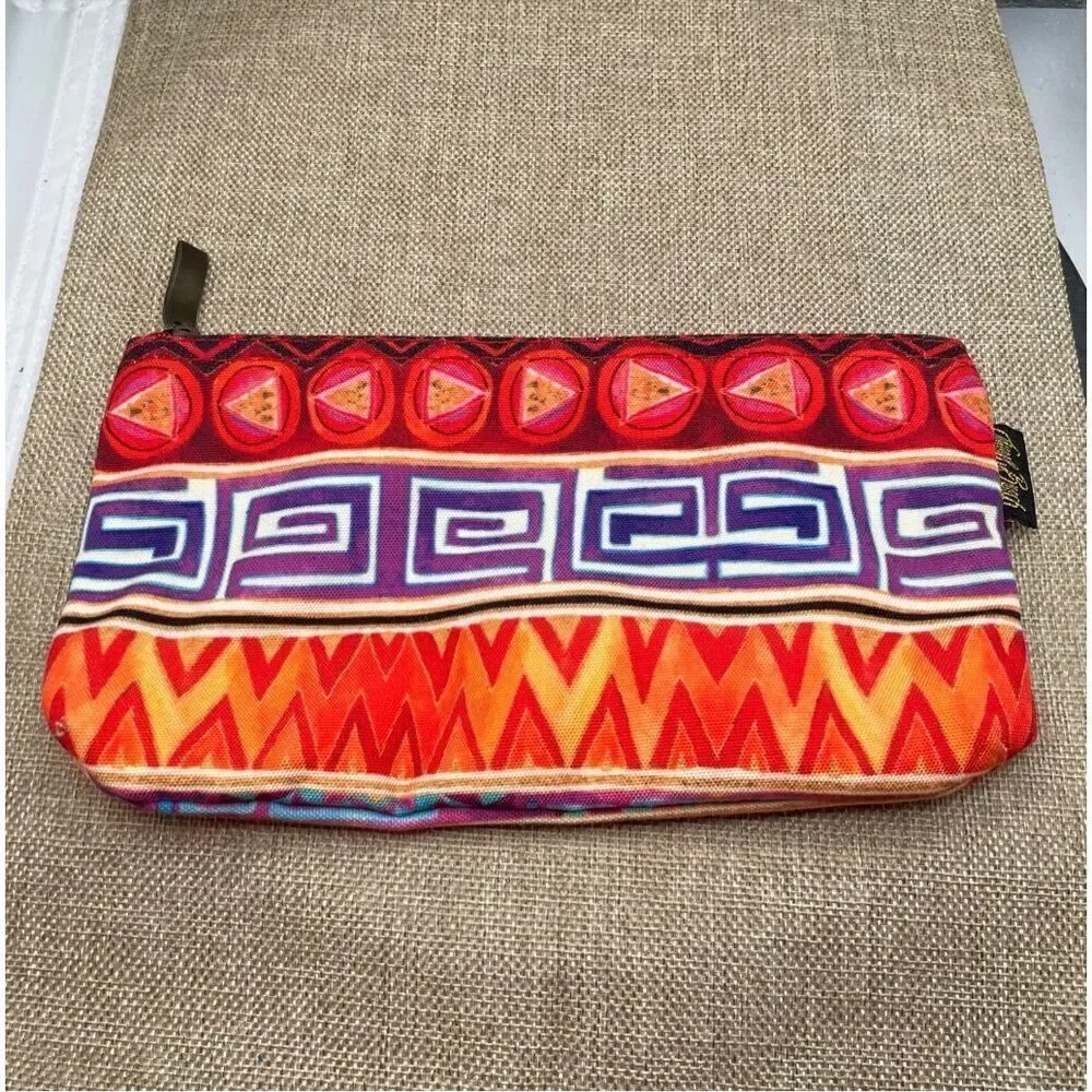 Laurel Burch Cosmetic Bag Colorful Aztec Southwestern Print NWOT